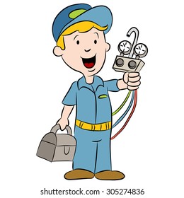 An image of a cartoon repairman.