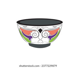 image of a carved bowl with a white background, soup bowl, vector bowl

