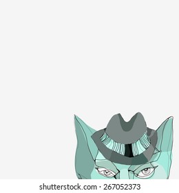 Image of a cat-Ganster on a white background. Space for text.