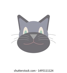 Image of a cat's face in a flat style. Vector illustration on a white background.