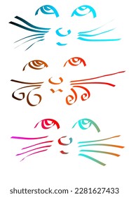The image of a cat's face is used as a symbol in graphics.