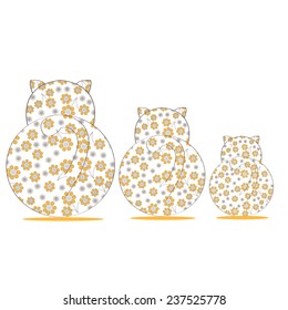 Image of cats in a pattern of flowers