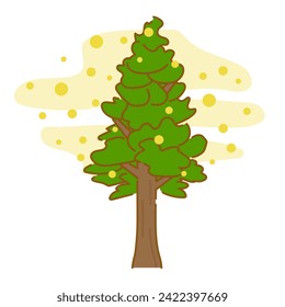 An image of cedar pollen being scattered from a cedar tree, which causes hay fever.