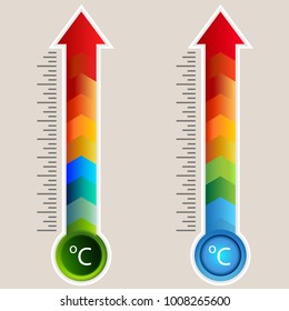 An image of a Celcius Heat Map Arrow Gauge Thermometer icon set.