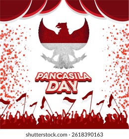 The image celebrates Pancasila Day in Indonesia. Pancasila is the official philosophical foundation of the Indonesian state.Pancasila Day is celebrated on June 1st in Indonesia