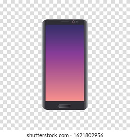 Image of a cell phone case. Black mobile with camera and button.
