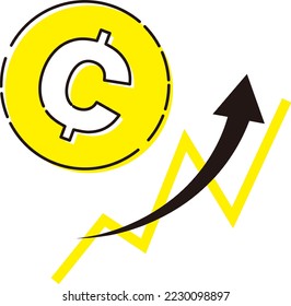 Imagen de la moneda de céntimo ( centavos) y gráfico ascendente