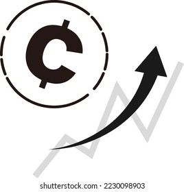 Imagen de la moneda de céntimo ( centavos) y gráfico ascendente