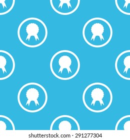 Image of certificate seal in circle, repeated on blue background