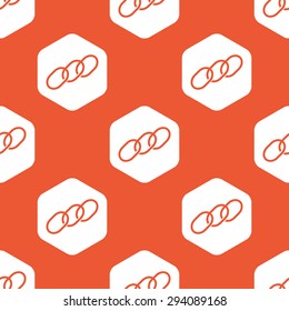 Image of chain fragment in white hexagon, repeated on orange background