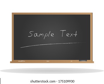 Image of a chalkboard with sample text isolated on a white background.