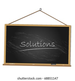 Image of a chalkboard with the word "Solutions" isolated on a white background.