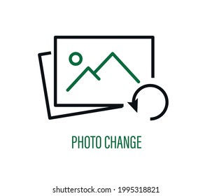 Icono de cambio de imagen. Imagen y flecha alrededor, diseño de estilo diseñado para web y app.
