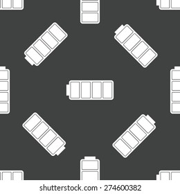 Image of charged battery repeated on grey background
