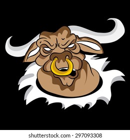 An image of a a charging bull.