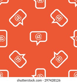 Image of chat bubble with at-sign, repeated on orange background