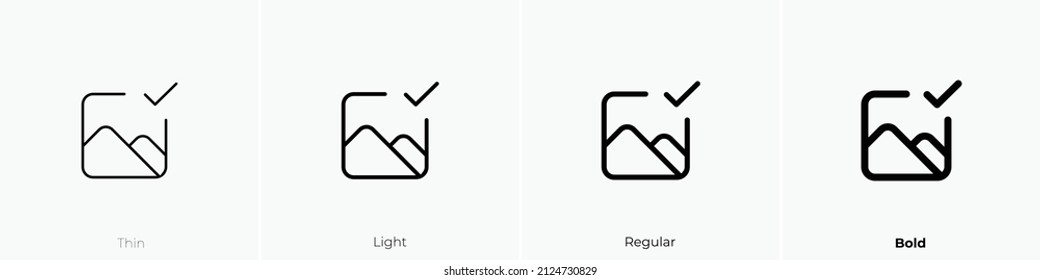 image check icon. Thin, Light Regular And Bold style design isolated on white background