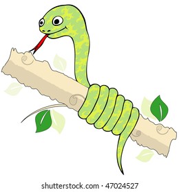 The image of cheerful animated green snake