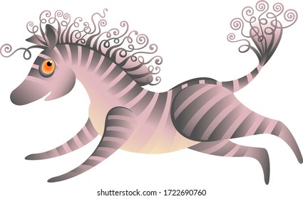 Image of a cheerful zebra. Humor. Vector graphics