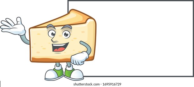An image of cheese cake with board mascot design style