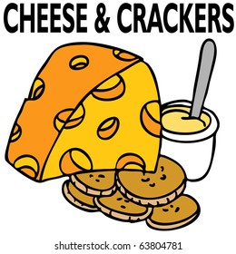 An Image Of Cheese And Crackers.