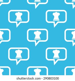 Image of chef hat in chat bubble, repeated on blue background