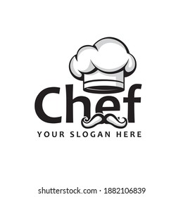 image of chef hat and mustache isolated on white background