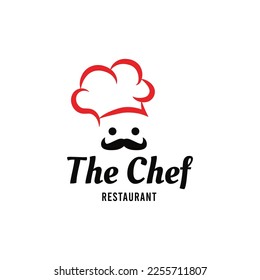image of chef hat and mustache isolated on white background
