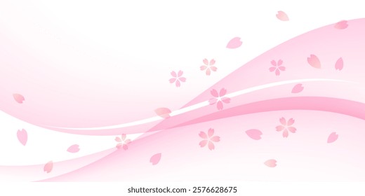 Image of cherry blossom blizzard with flying petals, vector illustration