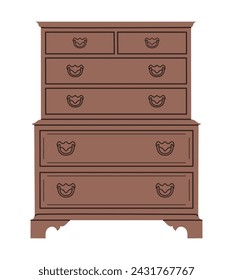 Image of a chest of drawers. Piece of furniture for storage. Furniture for bedroom, study, living room, bathroom 