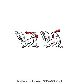 image of a chicken running, vector