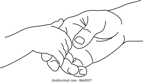 An image of a child holding his father's hand