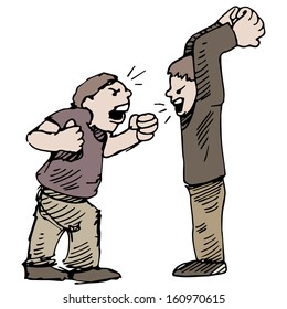 An image of children fighting.