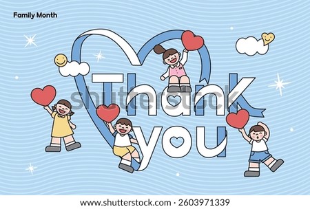 An image of children playing around typography that says 'Thank You.'