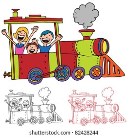 An image of children riding on a train.