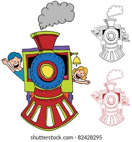 An image of children riding on a train.