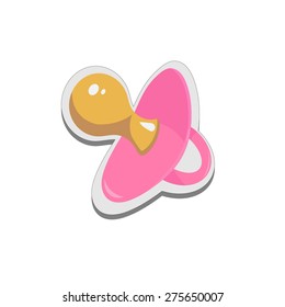 Image children's pink pacifier on a white background