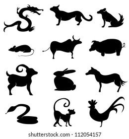 An image of a chinese astrology animal silhouettes.