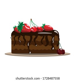 Imagen de una torta de chocolate con fondo blanco. Imagen vectorial, eps 10