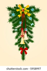 The image of the christmas door decorated by a holiday