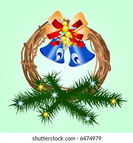 The image of the christmas door decorated by a holiday