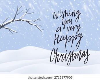 La Imagen es una tarjeta de felicitación de Navidades con una escena nevada y un mensaje de buena voluntad