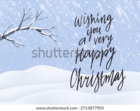The image is a Christmas greeting card featuring a snowy scene and a message of goodwill