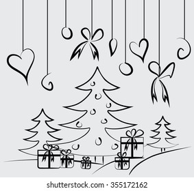 the image of a Christmas tree with gifts