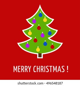 Image of Christmas tree on a red background.