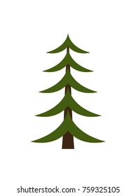 Image of Christmas tree represented in schematic way, minimalistic Xmas symbolic object for wintertime holidays isolated on vector illustration