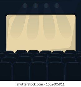 image of the cinema hall. view of the cinema screen. armchairs.