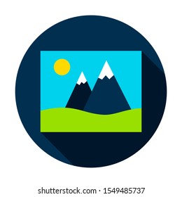 Image Circle Icon. Vector Illustration with Long Shadow. Business Item.