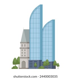 Image of City buildings. This illustration captures the essence of urban architecture with a colorful twist, blending creative design elements. Vector illustration.