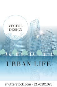 Imagen de una ciudad con edificios Ilustración vectorial